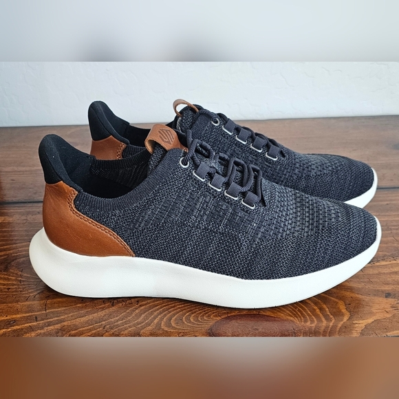 Johnston & Murphy Mens Blue Knit Shoes/Sneakers w/Brown Leather Accent Sz 8- 8.5 - Picture 3 of 9